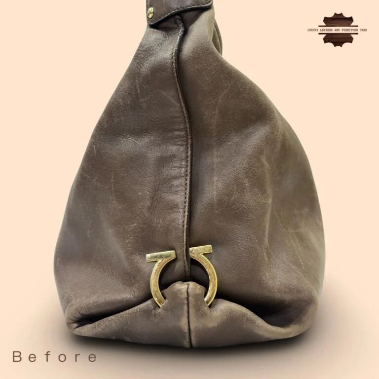 Before: Bag Dry Cleaning Service: Ferragamo Bag Cleaning and Color Restoration