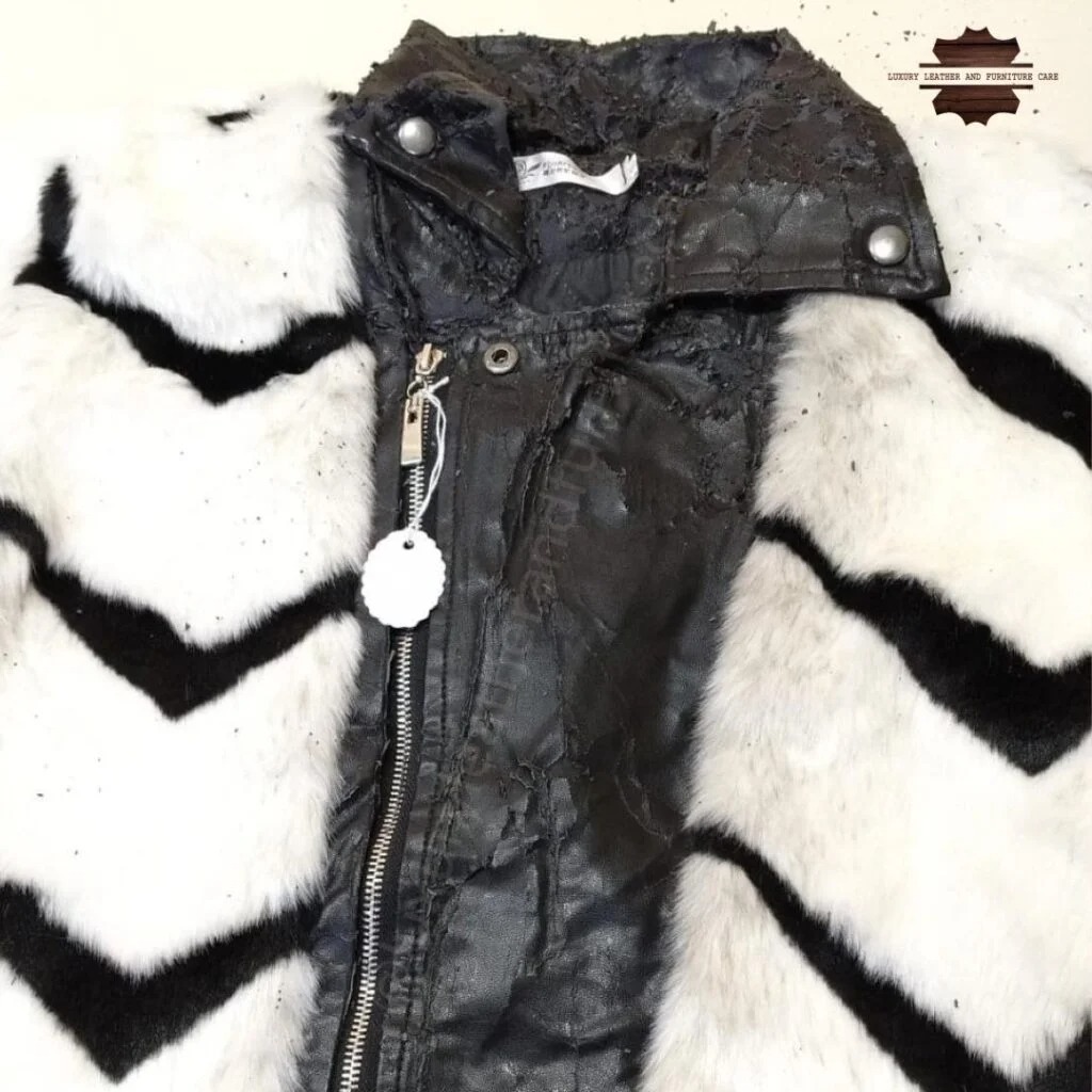 Before: Fur Jacket Leather Panel Replacement
