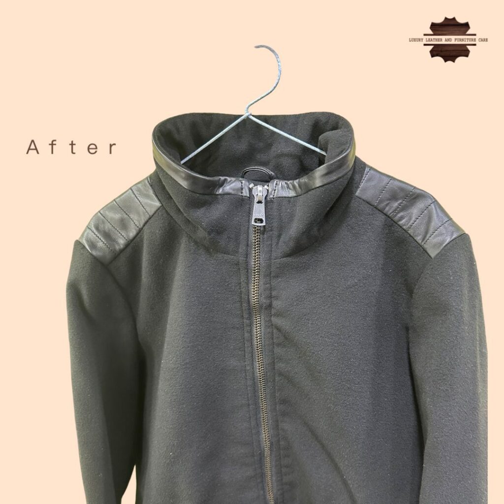 After: Jacket Leather Repair and Replacement