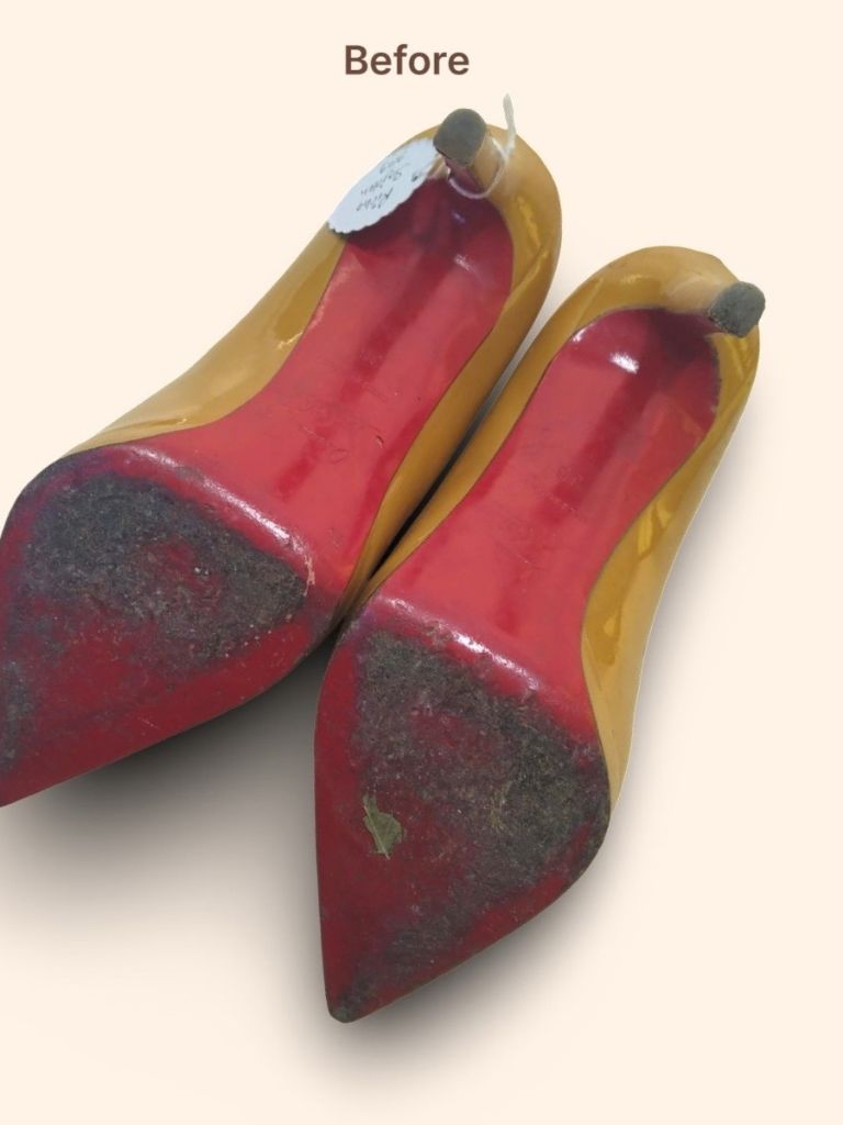 Christian Louboutin Pigalle pumps sole before cleaning and restoration