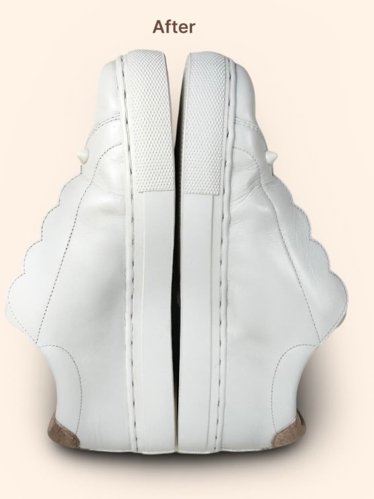 Fendi sneakers back view after cleaning and restoration