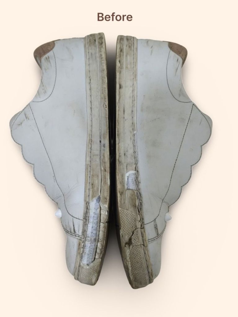 Fendi sneakers back view before cleaning and restoration