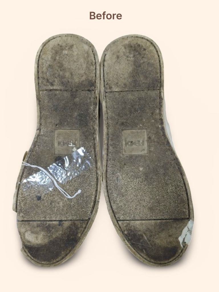Fendi sneakers dirty soles before restoration