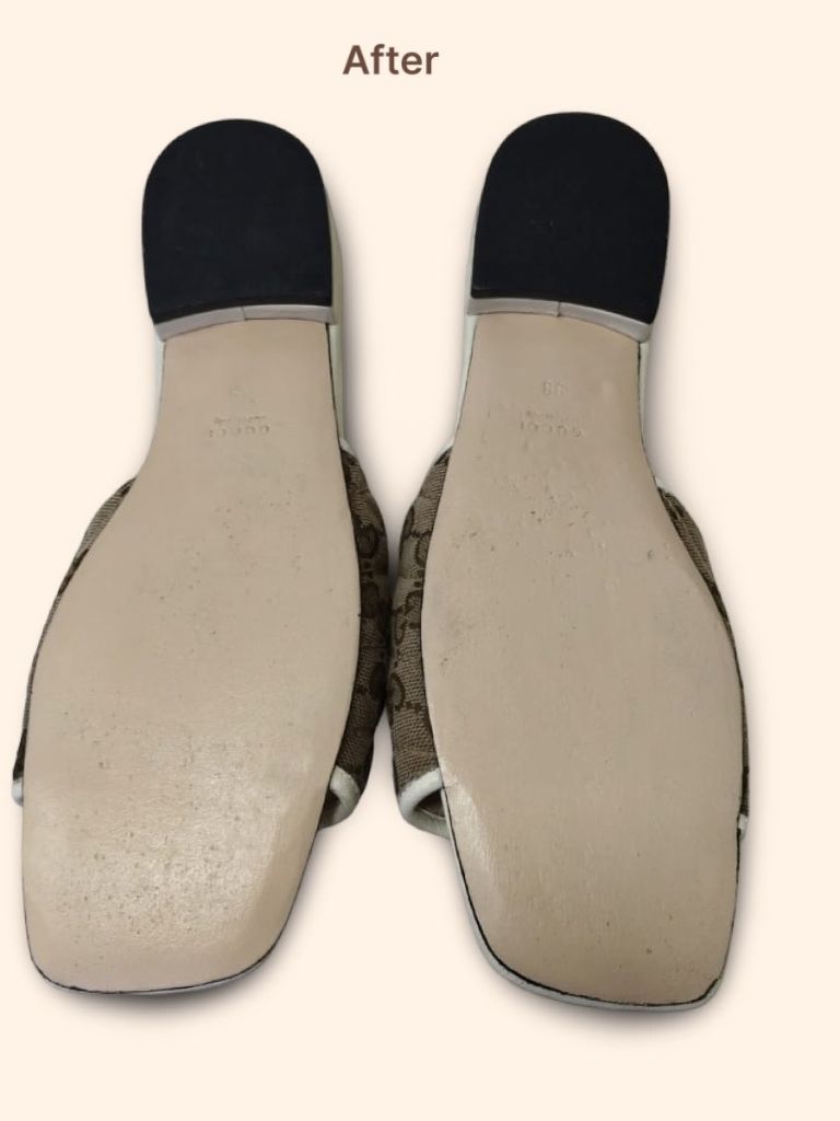 Gucci GG canvas slide sandals restored soles