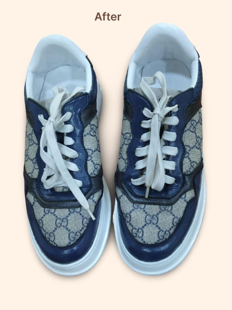 Gucci GG Supreme sneakers after cleaning and restoration