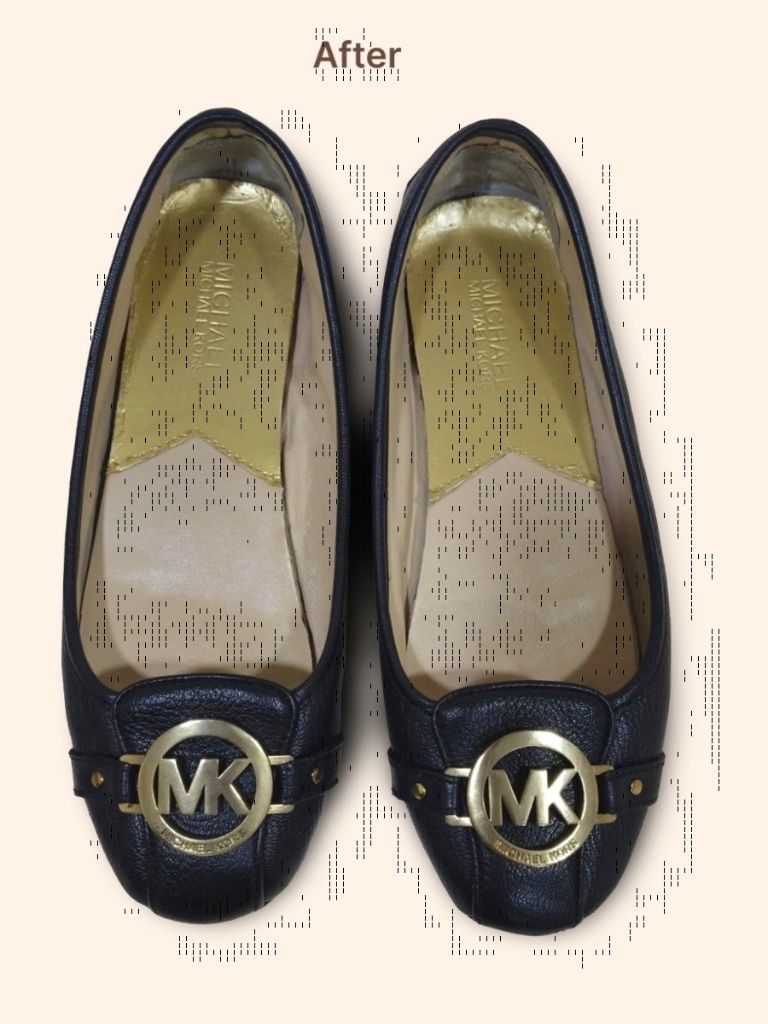Michael Kors Lillie moccasins after cleaning and restoration