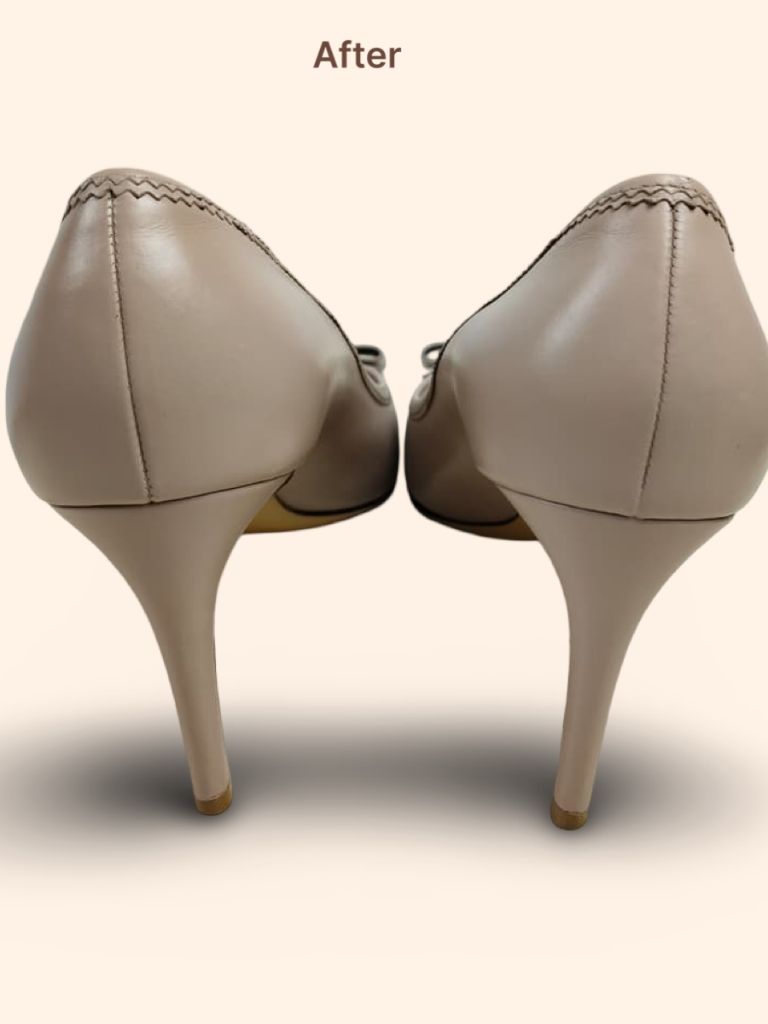 Salvatore Ferragamo Vara bow pumps heel after cleaning and restoration
