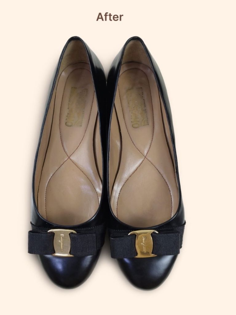 Salvatore Ferragamo Varina ballet flats after color change top view