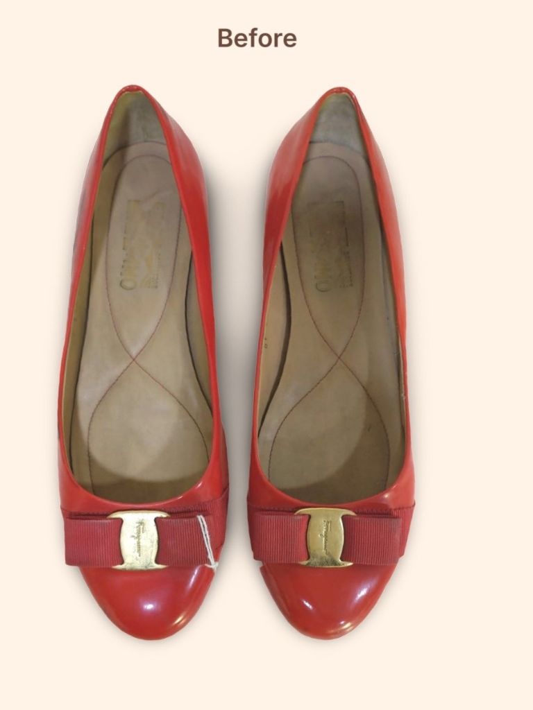 Salvatore Ferragamo Varina ballet flats before color change top view