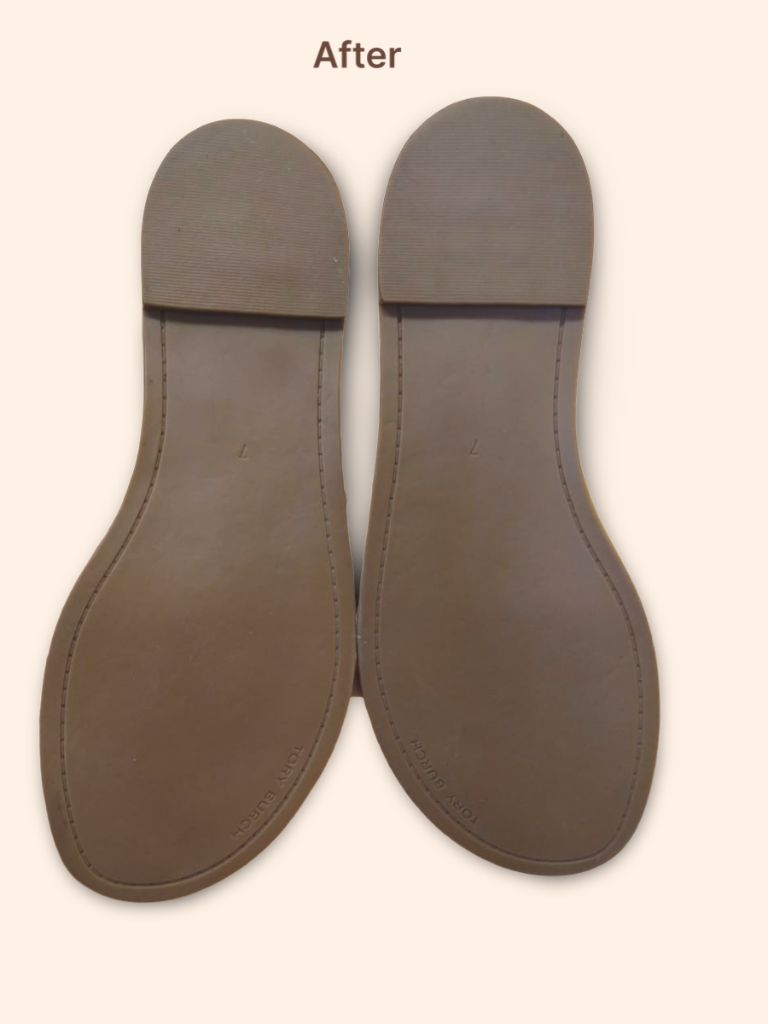 Tory Burch Mini Everly flat thong sandal sole before cleaning