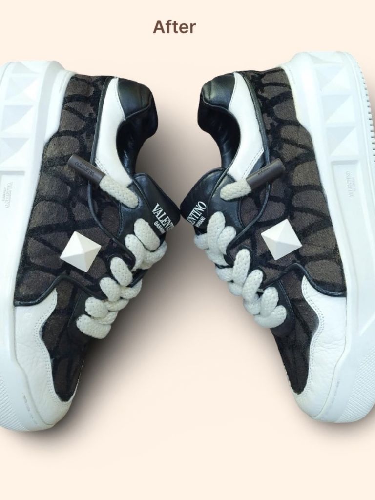 Valentino Garavani One Stud XL sneakers after cleaning side view