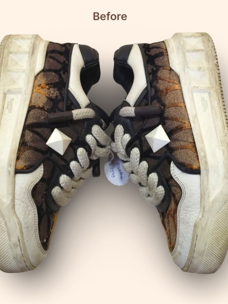 Valentino Garavani One Stud XL sneakers before cleaning side view